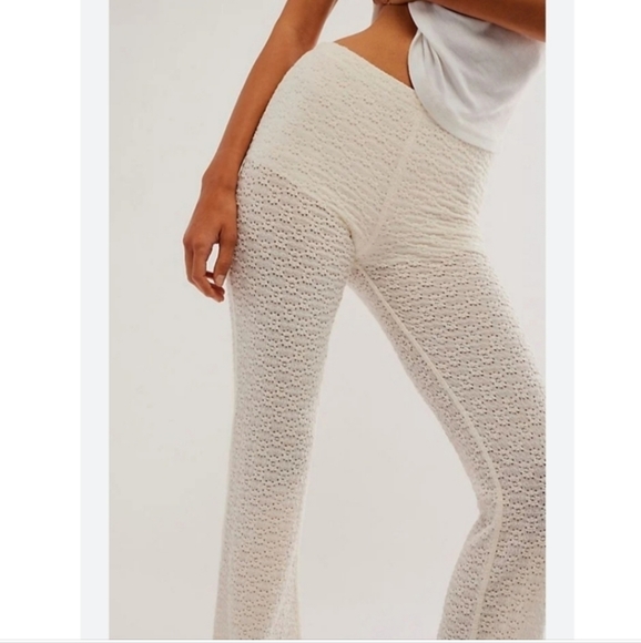New Free People FP One Ona Lace Flare Pant in Ivory - Picture 3 of 9
